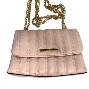 Aldo Quilted Crossbody Bag Blush‎ Pink Gold Chain Strap Messenger Handbag